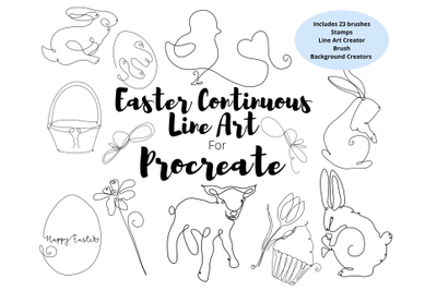 Easter Continuous / Single Line Art Set for Procreate