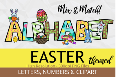 Easter Themed Alphabet Lettering &amp; Clipart Elements