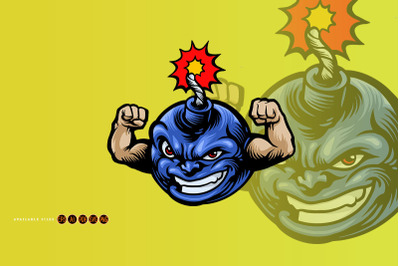 The Strongest Bomb Mascot Cartoon Style SVG