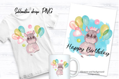Baby Rhino Sublimation Design For Printing