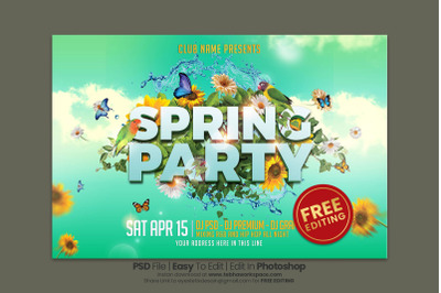 Modern Creative Spring Party Flyer Template