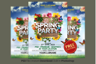 Modern Colorful Spring Party Flyer Template