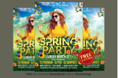 Modern Style Spring Party Flyer Template