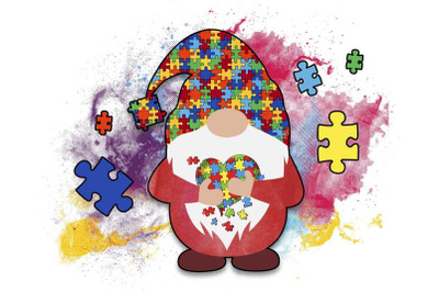 Gnome Holding Autism Puzzle Sublimation