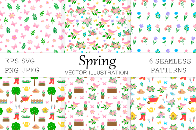 Spring pattern. Spring flowers pattern. Gardening pattern
