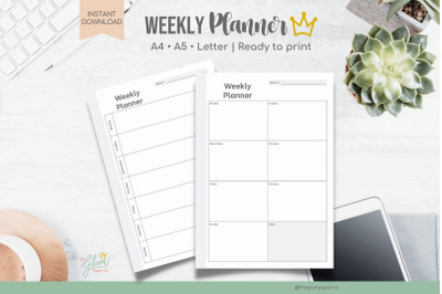 Weekly Planner Printable , Planner set. A4, A5, &amp; US Letter,A5 Planner