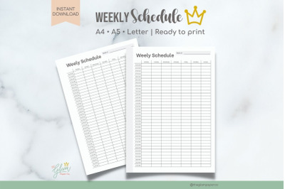 Weekly Schedule Printable , Planner set. A4, A5, &amp; US Letter,A5 Planne