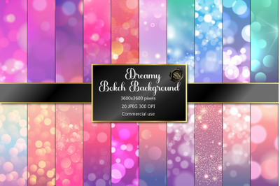 Bokeh Digital Papers, Dreamy Bokeh Overlays , Pastel color.