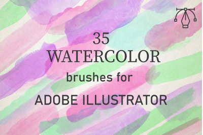 35 Watercolor Brushes for Adobe Illustrator - Hand drawn