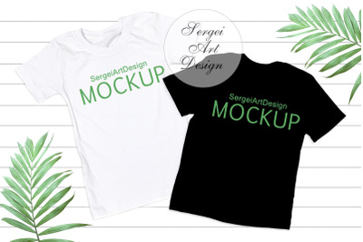 Black &amp; White T-Shirt Mock Up Bundle, 3 T-Shirt Mockups