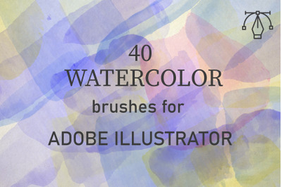 40 Watercolor Brushes for Adobe Illustrator - Hand drawn