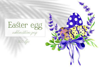 Easter floral egg sublimation png Watercolor Spring clip art