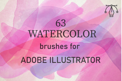63 Watercolor Brushes for Illustrator