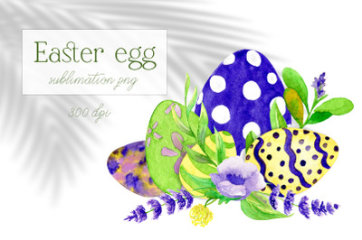 Easter floral egg sublimation png Watercolor Spring clip art