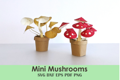Mini Mushroom DIY Template | Rolled Papercraft Cut File