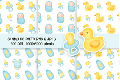 Watercolor cute baby shower pattern