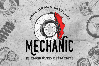 Mechanic hand drawn sketches