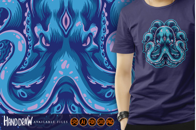 The Angry Octopus Mascot Logo Kraken Illustrations