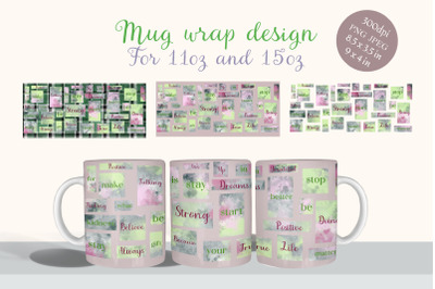 Coffee mug wrap, kind words png