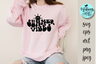 Summer vibes svg, groovy summer cut file