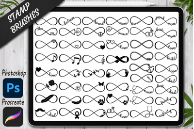 Infinity Stamps Brushes for Procreate and Photoshop. Infinity Symbol.