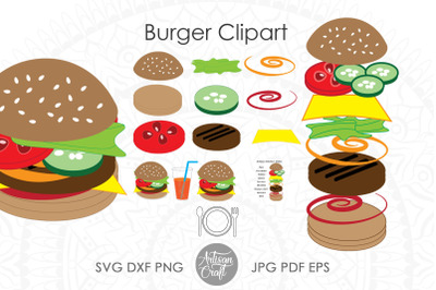 Burger clipart, sandwich clipart