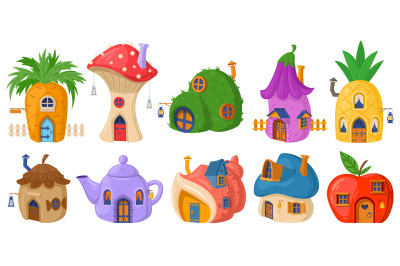 Fairy mushroom house&2C; cartoon fairytale tiny forest house. Fairytale p