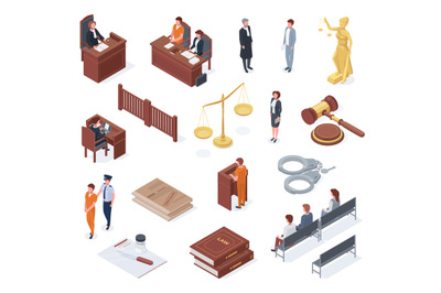 Isometric court, judge, litigation, lawyer, court and jurors. Judiciar