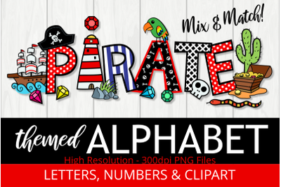 Pirate Themed Alphabet - Kids Adventure Clipart