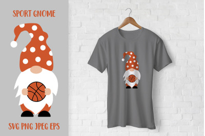 Sport gnome holding basketball ball SVG. Sports gnome SVG