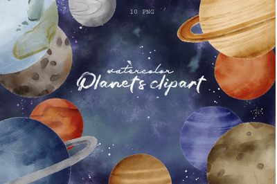 Watercolor planets clipart PNG, Space clipart PNG, Solar PNG