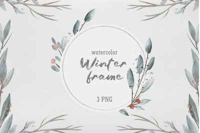Watercolor floral frame clipart, Winter frames PNG, Wedding frame