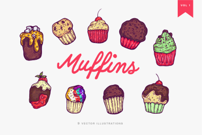 9 Vector Muffins And Cupcakes