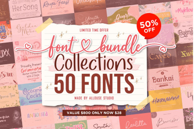 Font Bundle Collection 50 Fonts Vol II