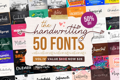 Handwritten Font Bundle 50 Fonts