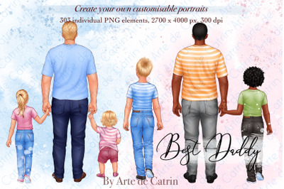 Best Daddy Clipart, Dad and Children Clipart