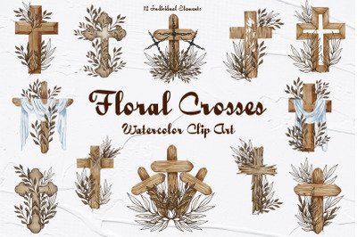 Floral Crosses Clipart