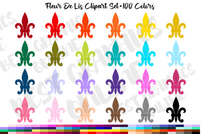 Fleur de lis clipart set 100 Colors clip art