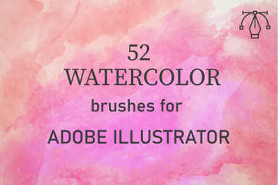 52 Watercolor Brushes for Adobe Illustrator - Hand drawn rough and sof