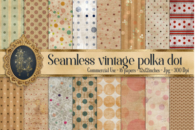 16 Seamless Vintage Polka Dot cottage pattern Digital Papers