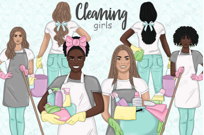 Cleaning Girls Clipart