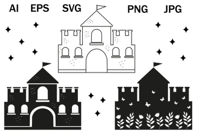 SVG Princess Castle - Cut file&2C; template for print