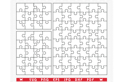 SVG White Puzzles, Separate Parts, digital clipart