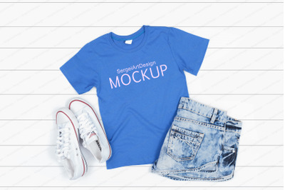 Blue T-shirt Mockup, Light Blue Bella Tank Mock Up, Stock Photography