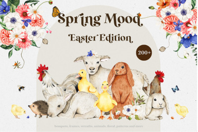 Spring Easter mood - watercolor set