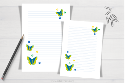 Blue and yellow butterfly KDP printable sheets.