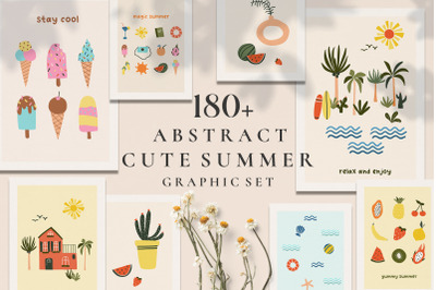 SUMMER season abstract graphic set