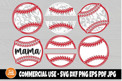 Split Baseball Ball SVG&2C; Split Softball Svg&2C; Grunge Monogram Svg&2C; Base