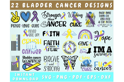 Bladder Cancer Awareness SVG Bundle&2C; 22 Designs&2C; Bladder Cancer Ribbon