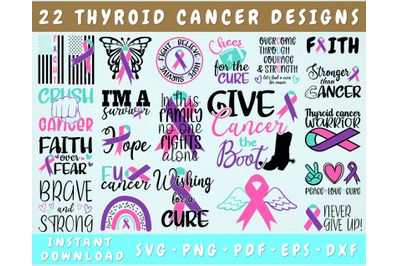 Thyroid Cancer Awareness SVG Bundle&2C; 22 Designs&2C; Thyroid Cancer Ribbon